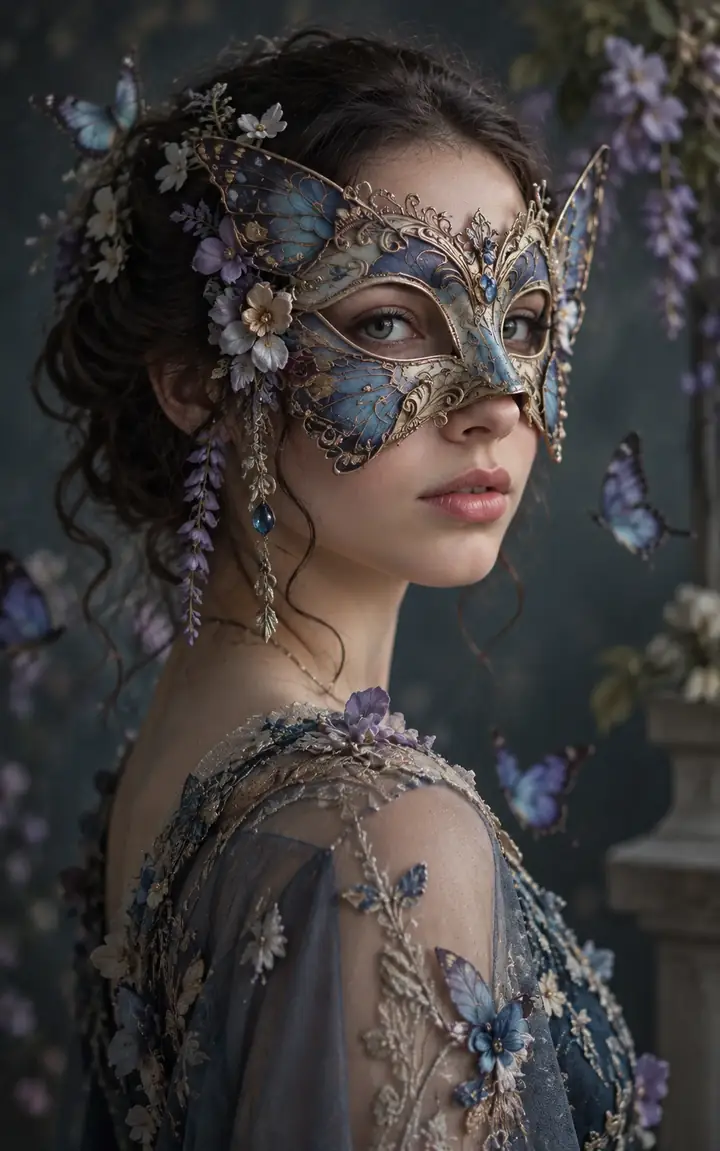Portrait with an ornate butterfly mask