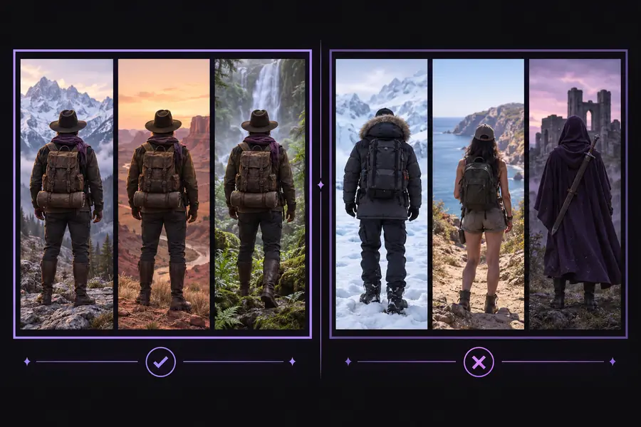Related character shown in a different illustrated scene
