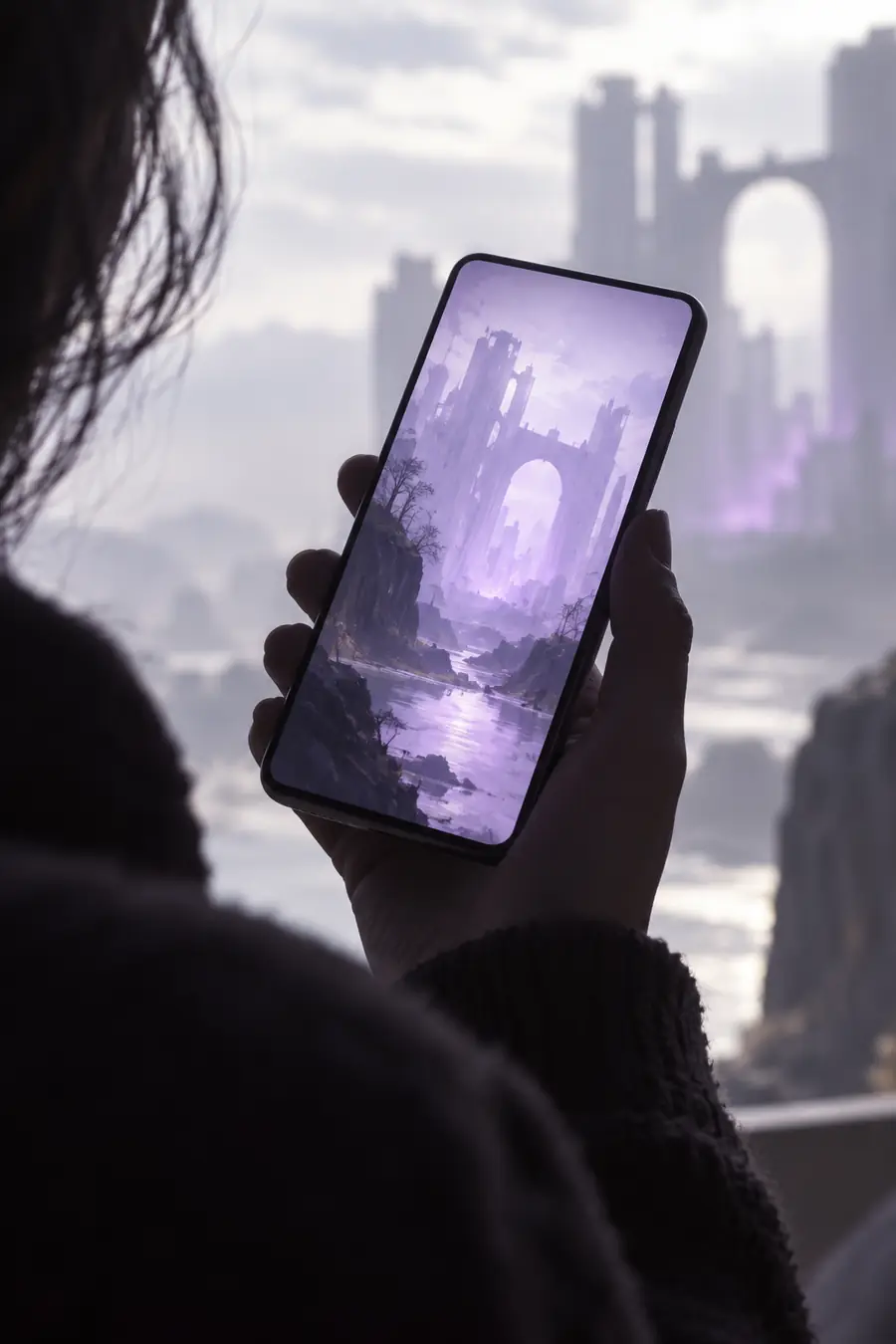 A rough mobile image concept with unclear subject and composition