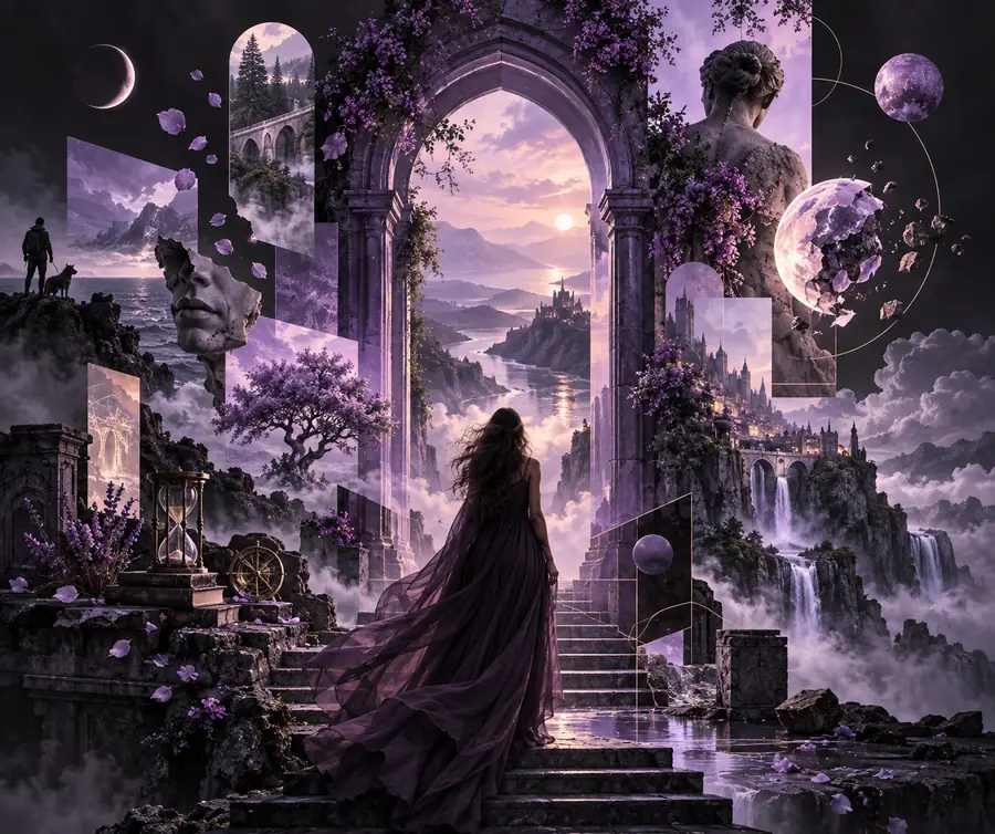 An expressive visual concept with layered imagery and detail